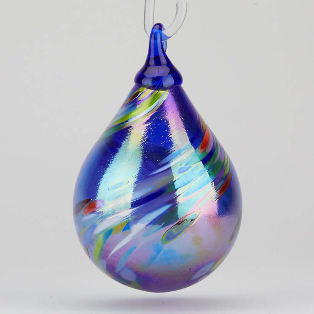 cobalt rainbow swirl classic raindrop ornament